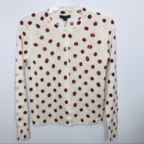J Crew Jackie Sequin Polka Dot Cardigan NWT - Picture 1 of 4
